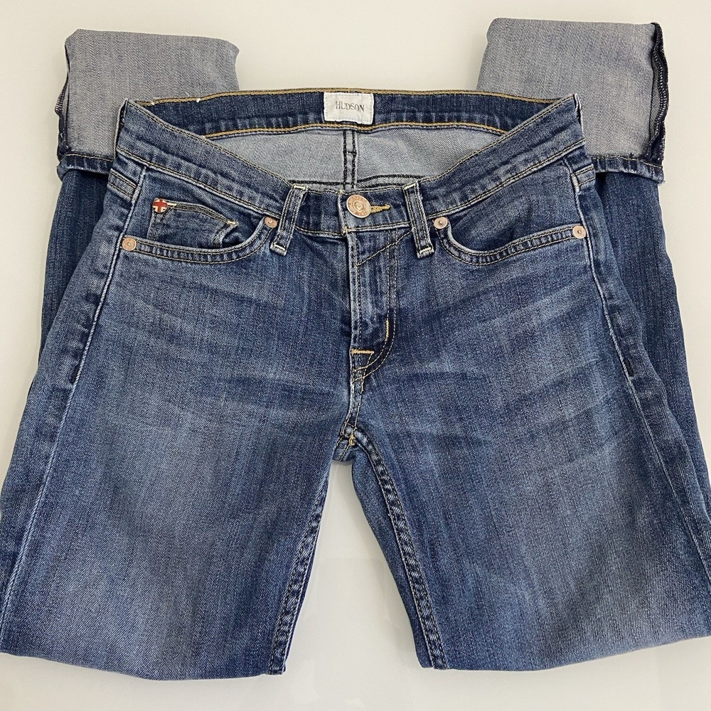 HUDSON Women's Muse Crop Skinny 5-Inch Cuff Jeans Size 25 (ACT26) Low Rise Med